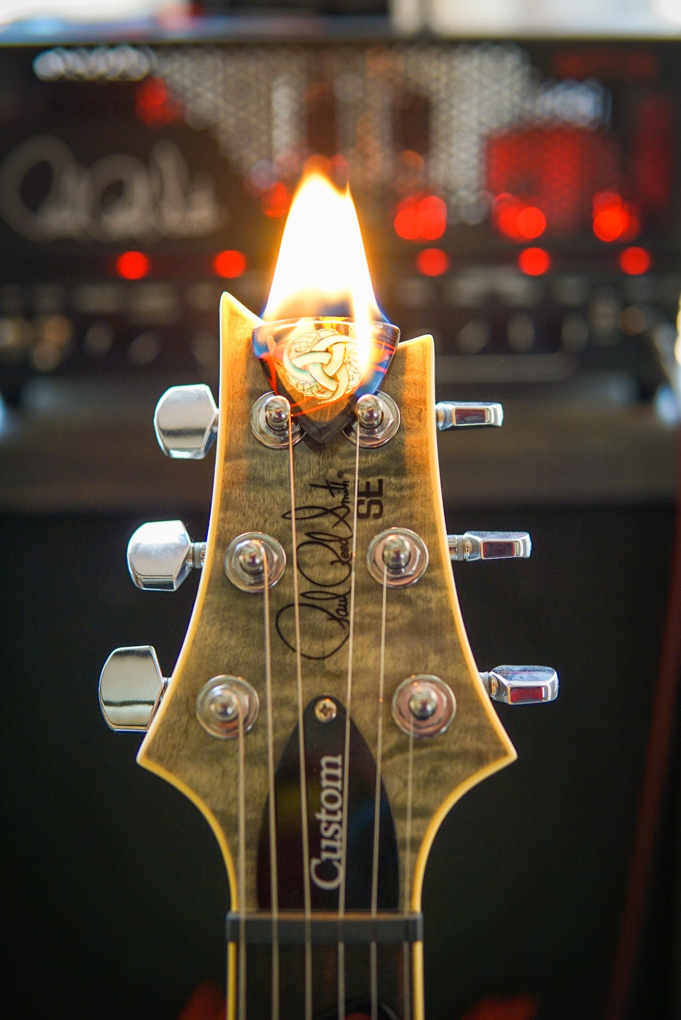 prs paul reed smith, guitar on fire, in flames, ragnarok tripick