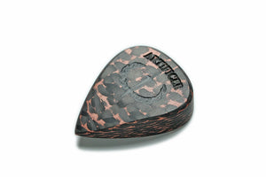 Copper Artificer 7mm carbon fiber guitar pick with satin finish and tapered point