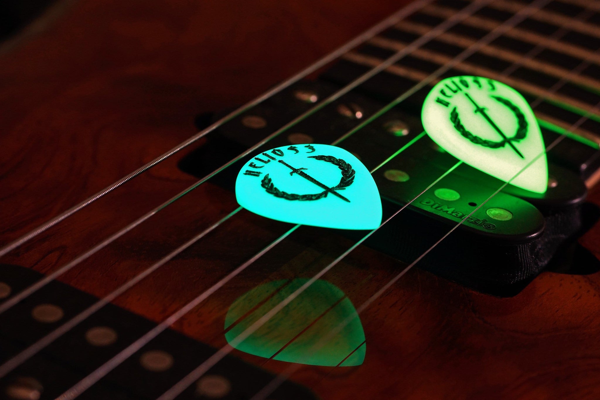 Helios-3 Glowing Jazz Pick - Iron Age Guitar Accessories